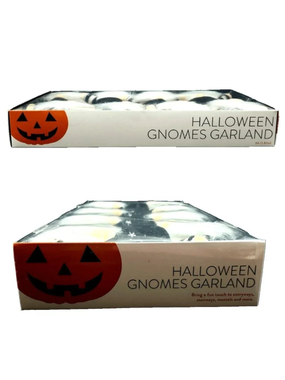 Halloween Witch Gnomes Garland Banner Boo Black White Mantel Party Decor 6ft